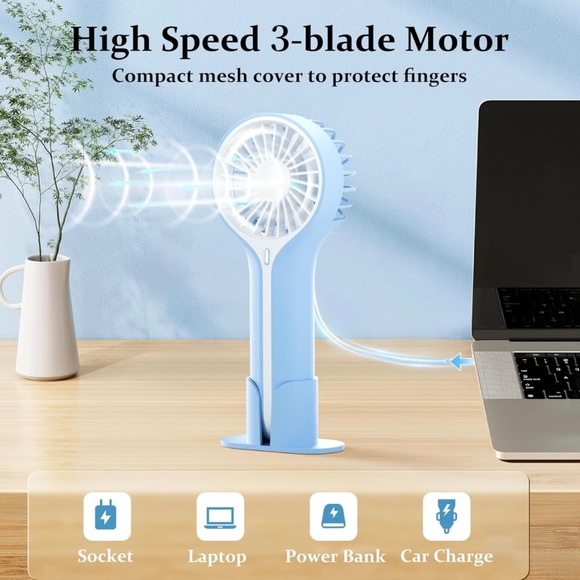 NEW IN BOX HANDHELD FAN WITH STAND - Picture 2 of 3